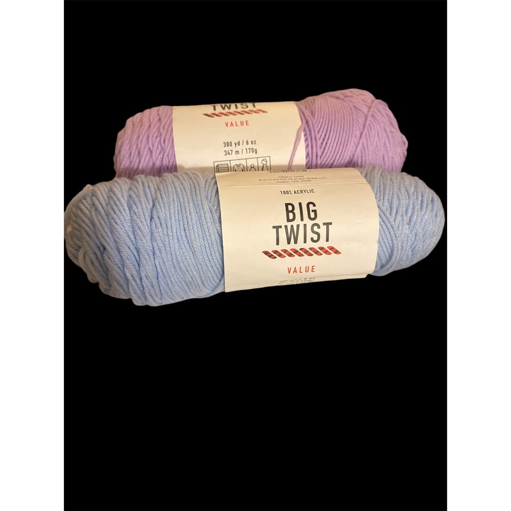 Big Twist Value Acrylic Yarn Sky Blue Soft Purple 2 Skeins 380yd Each Medium 4